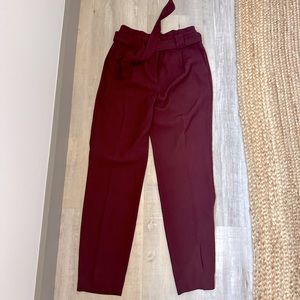 Like new Express High Waisted Paper Bag Pants in Maroon, size 4